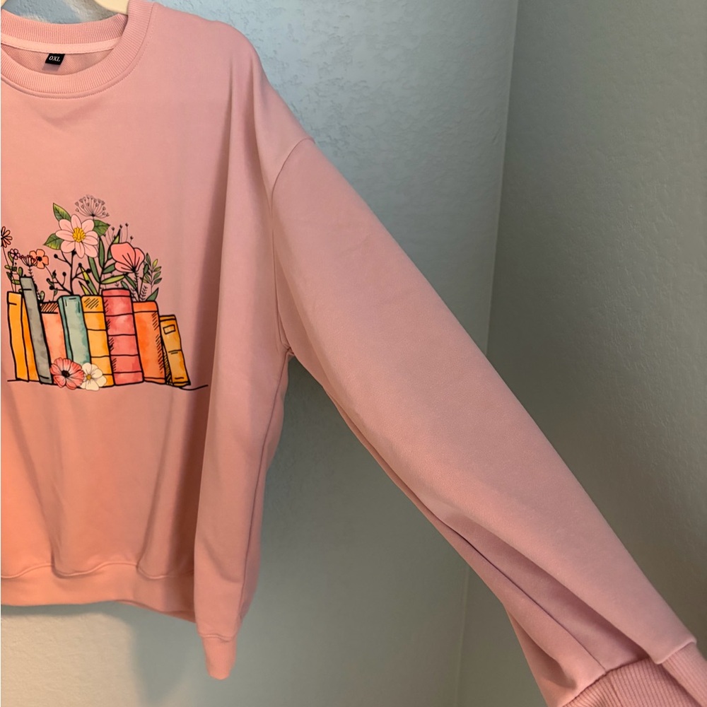 Floral Book Graphic Pink Sweater - Picture 3 of 5